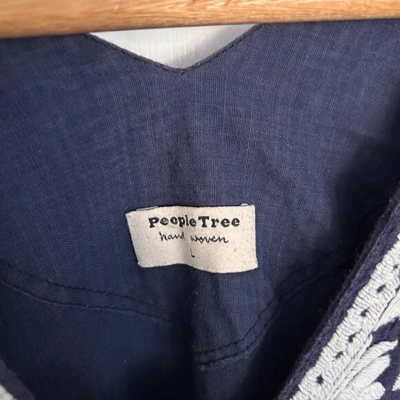 People Tree Hand Woven Navy & White Cotton Beach Cover Up O/S - Picture 3 of 10